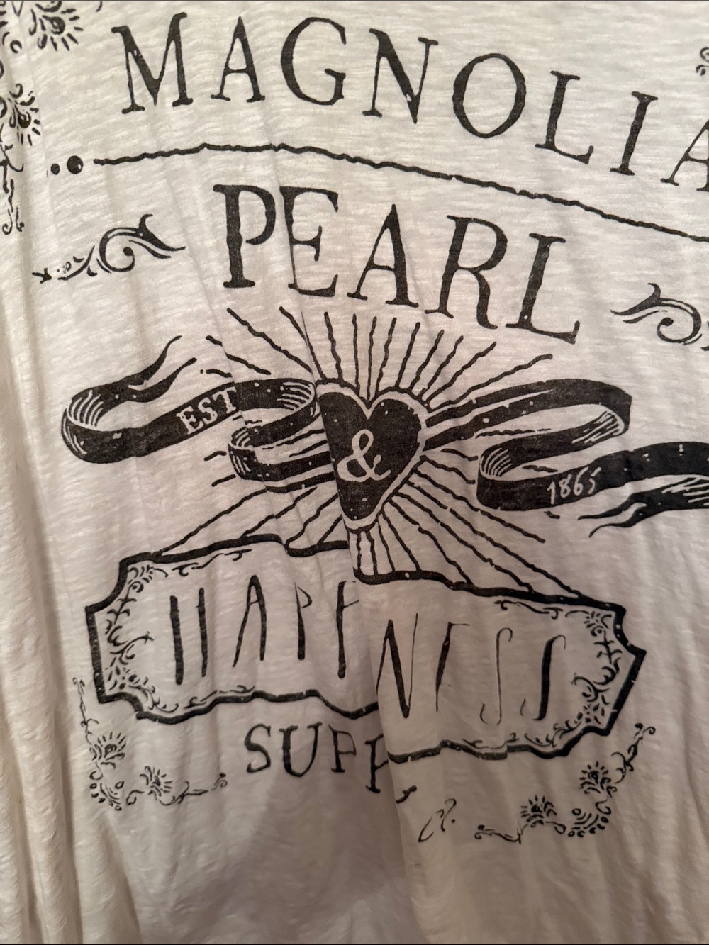 Magnolia Pearl White Short-Sleeve Graphic Tee with Black Print